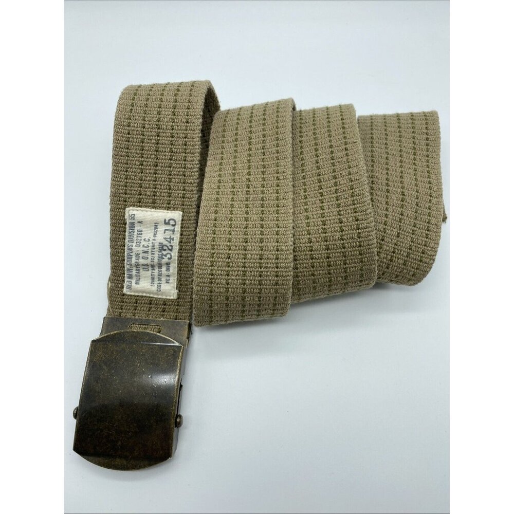 Old Navy Surplus Tan Woven Cotton Slip Through Belt Size 38 End to End 44"